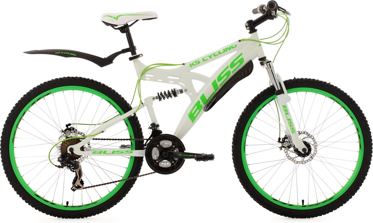 KS Cycling Fiets 26 inch fully-mountainbike Bliss wit-groen 47 cm