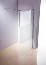 Clp ROUND - Roestvrijstalen douchewand - NANO-glas - Semi-matglazen 130 x 200 x 100 cm