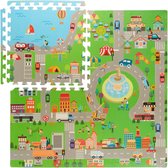 Tapis de jeu puzzle Relaxdays trafic - tapis de puzzle souple voiture - dalles de jeu en mousse enfants