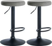 CLP Ponte Set van 2 barkrukken - Verstelbaar - Velvet - Fluweel - Metaal mat zwart grijs