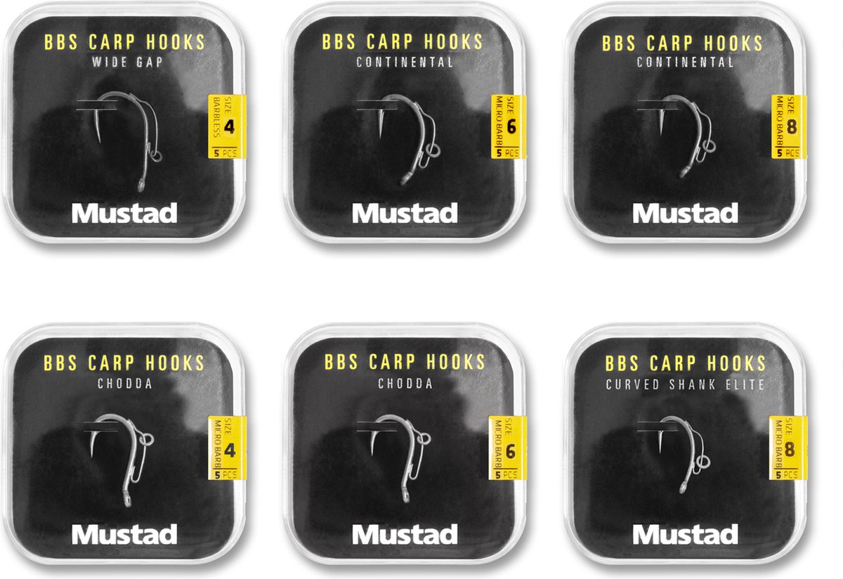 Mustad BBS Wide Gape Micro Barb Carp Hook Size 8 (5pcs)