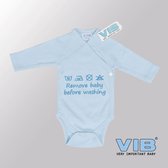 VIB® - Rompertje Luxe Katoen - Remove Baby before washing (Blauw) - Babykleertjes - Baby cadeau