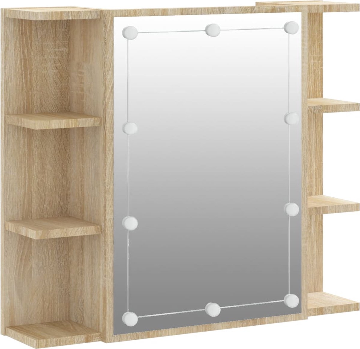 Armoire à miroir avec LED noir 76x15x55 cm