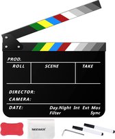 Neewer® - Acryl Film Filmregisseurs Klapbord Kit, 12"x10" Plastic Cinema Cut Actiescene Klapbord met Magnetische Wisser, 2 Op Water Gebaseerde Pennen, Een Reinigingsdoek & L-vormig