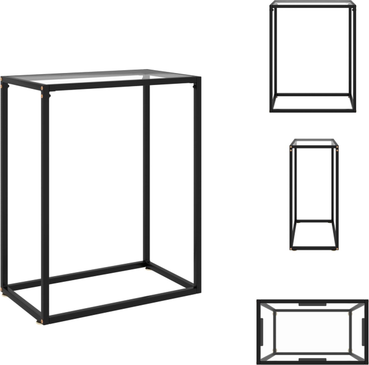VidaXL Wandtafel Transparant Gehard Glas 60 x 35 x 75 cm Stabiel en Stevig Tafel