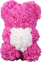 Livano Rozen Teddy Beertje - Valentijn Cadeautje Voor Haar & Hem - Rose Bear - Rozen Beer - Vrouw - Roze