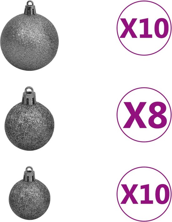 vidaXL Kunstkerstboom met LED's, kerstballen en