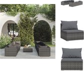 vidaXL Poly Rattan Tuinset - Grijs - Modulair Design - Waterbestendig PE-rattan - Stevig Stalen Frame - Comfortabele Kussens - Tuinset