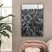 Canvas Schilderij Bloemen - Klaprozen - Natuur - Rood - 40x60 cm - Wanddecoratie