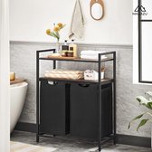 Bol.com MIRA Home - Wasmand - Wassorteerder - Wasbox - Opbergmand - Zwart - Metaal/Hout - 2x46 Liter - 73x33x92 aanbieding