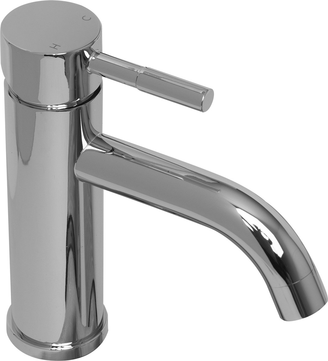 Ced'or RVS-304 lage wastafelkraan met Coldstart, gebogen uitloop kleur: Chroom