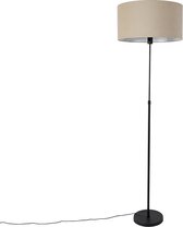 QAZQA parte stof - Design Vloerlamp | Staande Lamp met kap - 1 lichts - H 172 cm - Zwart - Woonkamer | Slaapkamer | Keuken