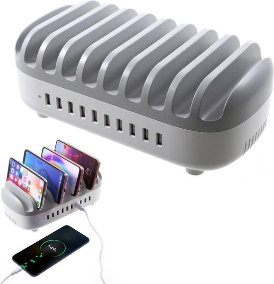 ontspannen hier Sophie Orico - 120W Multi charger docking station 10 Poort USB oplaadstation Wit |  bol.com