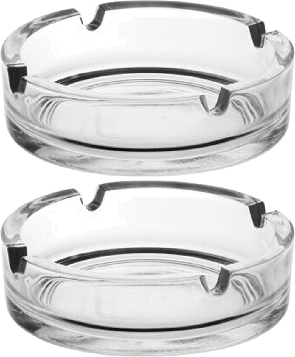Goedkoopste Glasmark Asbak - 2x - glas - D11 cm - transparant - voor binnen en buiten