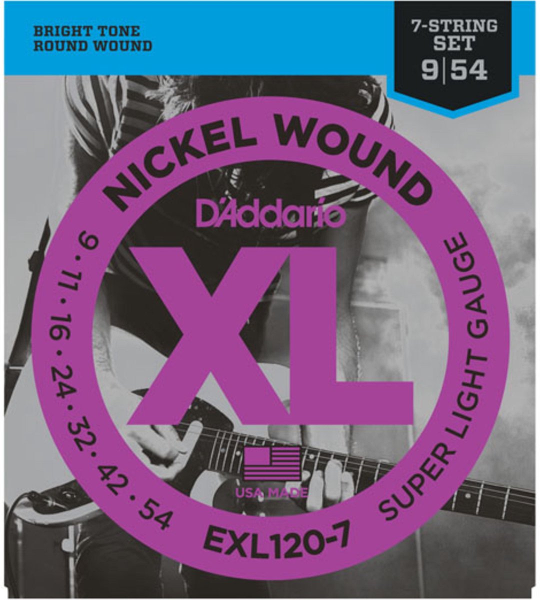 E-Git.snaren 09-54 7-String EXL120-7 nikkel omwonden