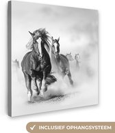 Canvas Schilderij Paarden - Dieren - Illustratie - 90x90 cm - Wanddecoratie