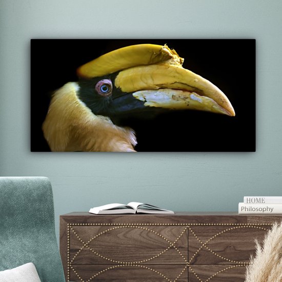 Tableau sur toile Vogel - Bec - Zwart - 80x40 cm - Décoration murale