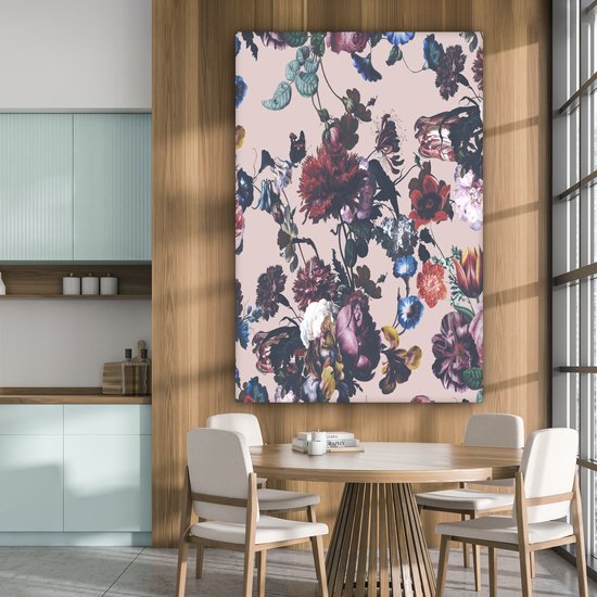 Peintures sur Toile - Fleurs - Motifs - Vintage - 120x180 cm - Décoration murale XXL