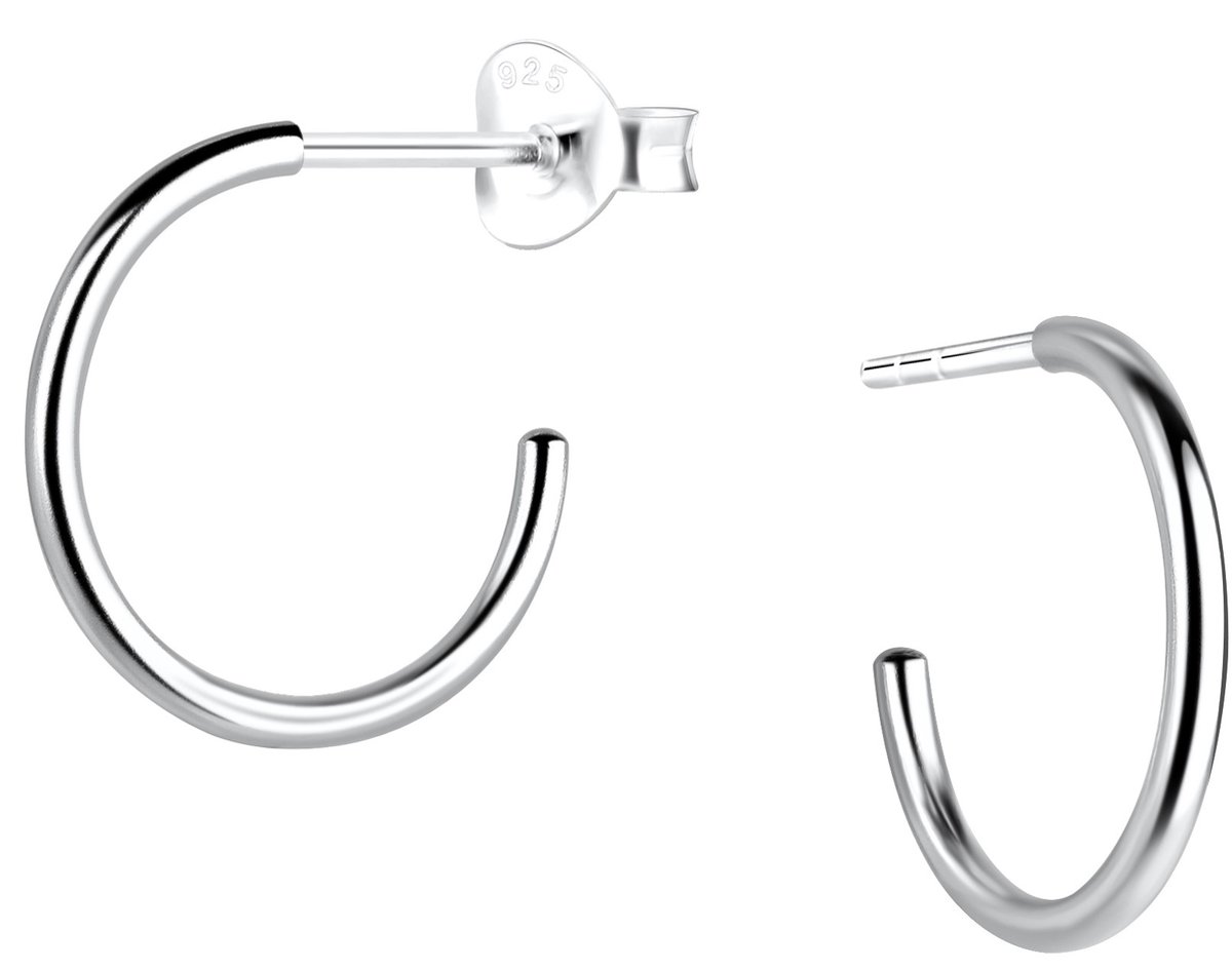 Joy|S - Zilveren oorringen stud - 17 mm basic - vlinder sluiting
