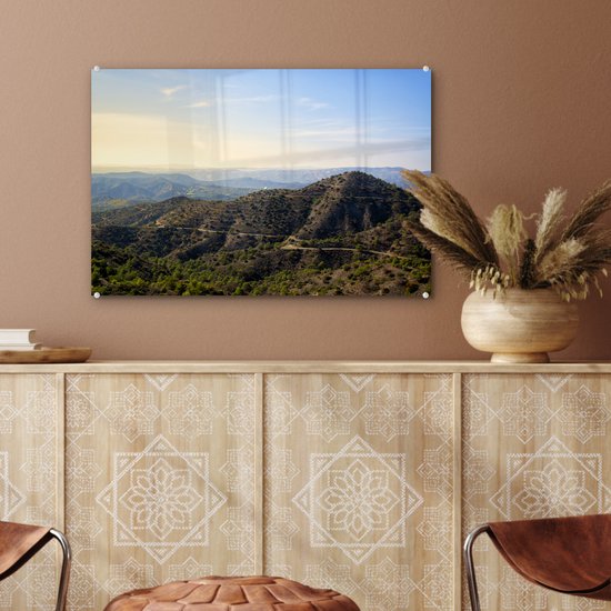 Peinture sur verre - Les montagnes de Trodos à Chypre lors d'une journée ensoleillée - 60x40 cm - Peintures sur Verre Peintures - Photo sur Glas