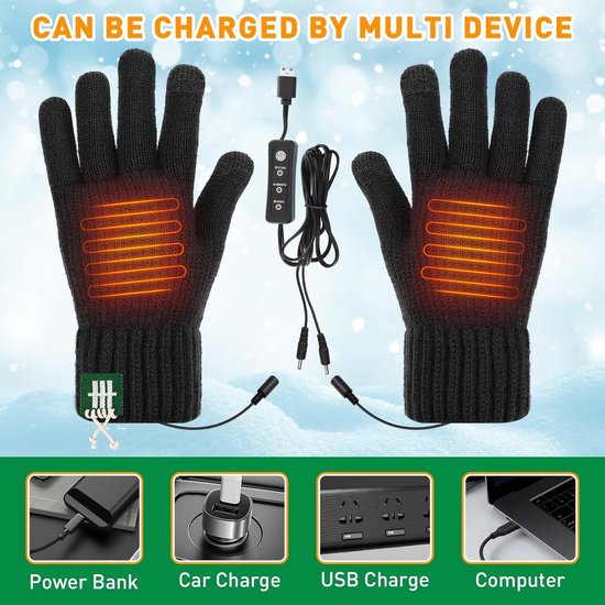 Gants Chauffants USB Pour Homme Et Femme - 3 Niveaux De Température (35°C à 45°C), Alimentation 5V - Écran Tactile, Paume Antidérapante - Pour Vélo, Running, Extérieur