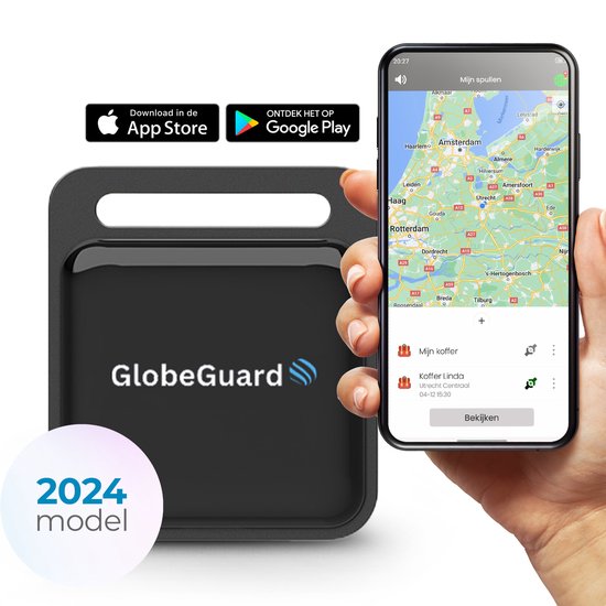 GlobeGuard® GPS tracker – Bluetooth tracker - Koffer tracker - AirTag - SmartTag – Keyfinder – Geschikt voor Android als Apple – Waterdicht – Wereldwijd bereik - Geen abonnement - Werkt zonder simkaart - 365 dagen batterij