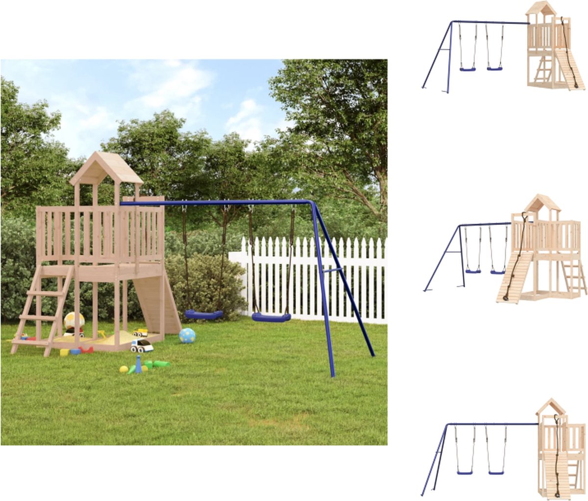 VidaXL Speeltoren met klimwand en dubbele schommelset 357 x 248 x 214 cm grenenhout Speeltoestellencombinatie