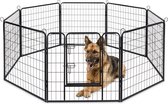 ACAZA Enclos pour chien en 8 panneaux - Chenil - Circulaire ou Rectangulaire - 80 cm de haut - Zwart
