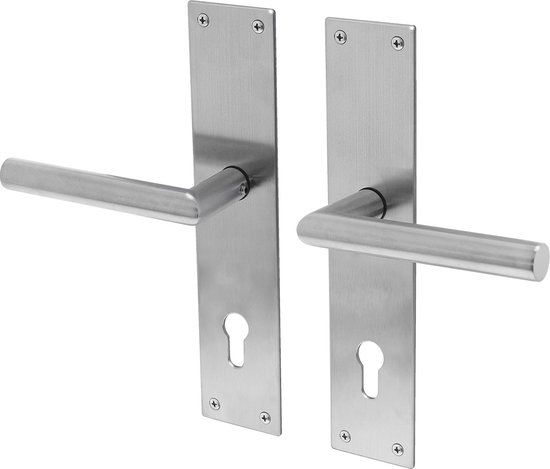 Lavuzo deurkruk Nuoro RVS | Deurklink op schild PC72 | Per set