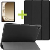 iMoshion Trifold Tablet Hoes & Screenprotector Gehard Glas Geschikt Samsung Galaxy Tab A9 Plus tablethoes - Zwart