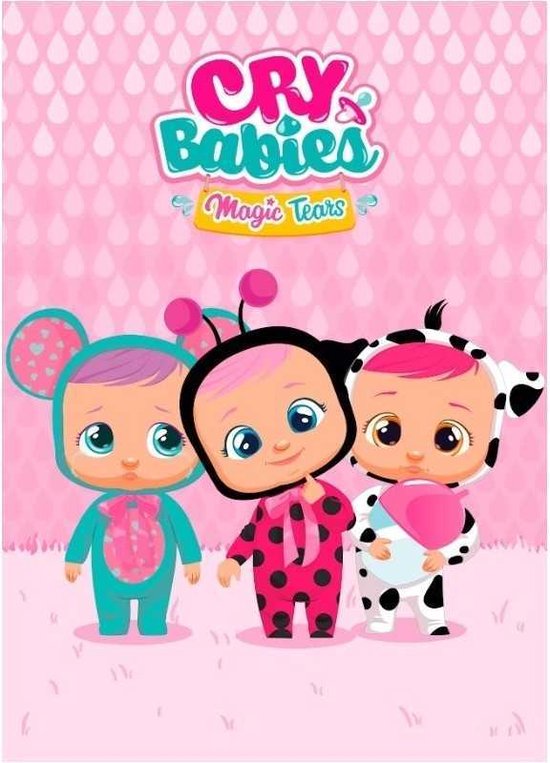 Cry Babies fleece deken - roze - Crybabies Magic Tears plaid - 100 x 140 cm.