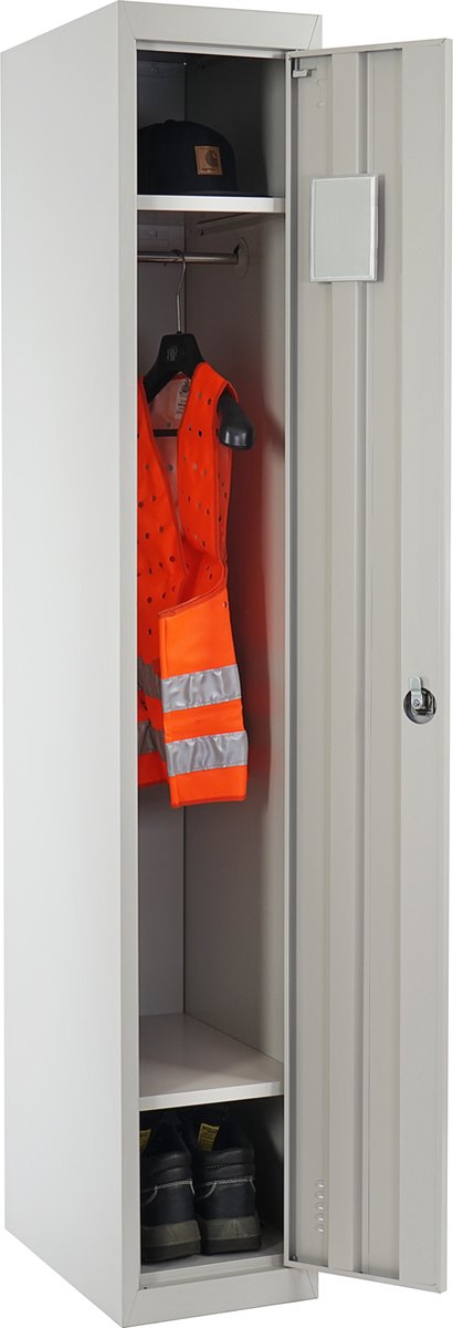 Cosmo Casa Locker Boston - Garderobekast - Kledingkluis - Omkleedkast - Metaal 180x30x50cm volgens ASR A4.1 - Grijs