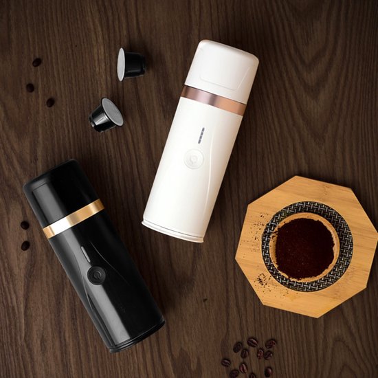 i Cafilas draagbare koffiezetapparaat: 12 V Reizen Espresso Draagbare Oplaadbare Machine, Draagbare Koffiezetapparaat met Oplaadbare voor Reizen, Camping, Compatibel met Nespresso-capsules,ZWART
