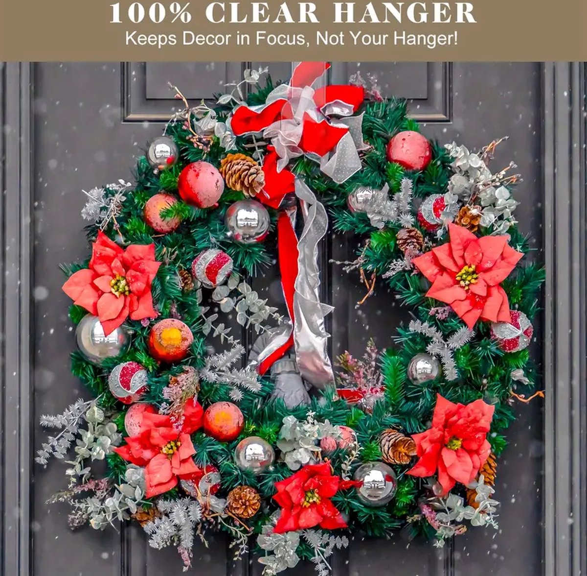 TRIXES Kerst Sneeuwvlok Krans Hanger - Stevige Voordeur Haak Voor Kerstdecoratie - Indoor & Outdoor