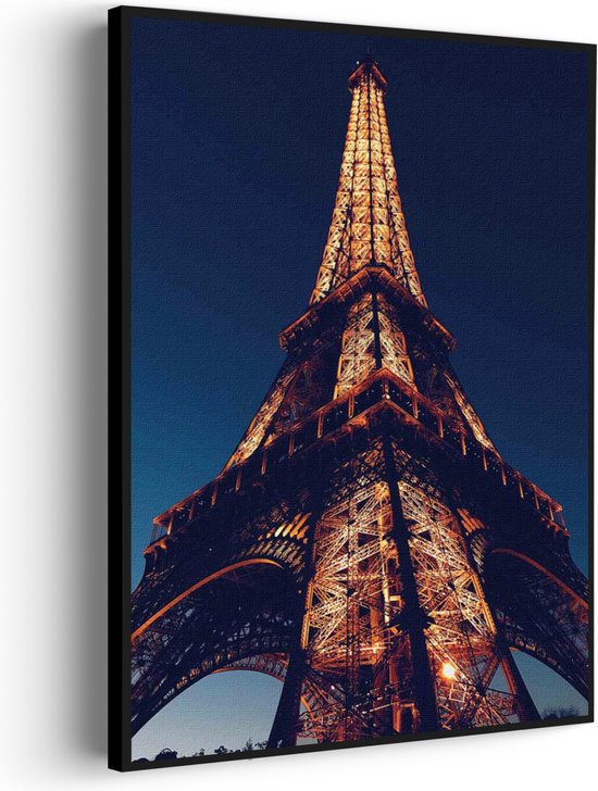 Akoestisch Schilderij Eiffeltoren Parijs at Night Rechthoek Verticaal Pro M (60 X 85 CM) - Akoestisch paneel - Akoestische Panelen - Akoestische wanddecoratie - Akoestisch wandpaneel