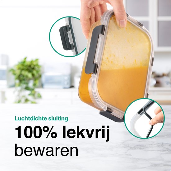 Classbach Vershoudbakjes Met Deksel 6 Delige Set 100% Lekvrij Meal Prep Bakjes Geschikt Voor Magnetron Vaatwasser En Vriezer Stapelbare Diepvriesbakjes C Fhd 4023 K 1901155152
