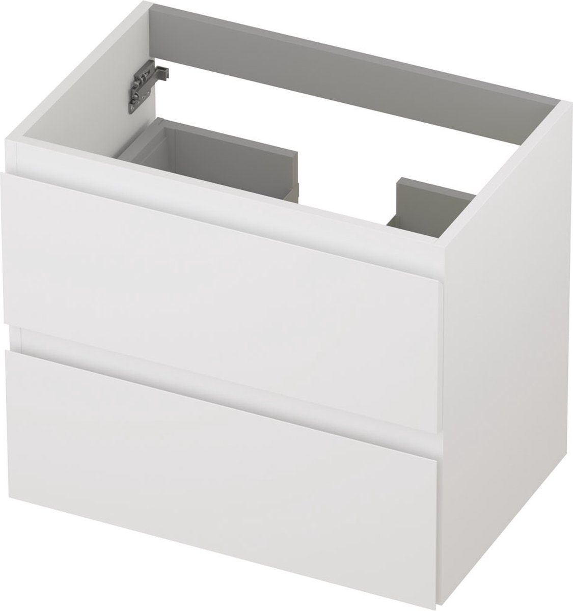 INK® wastafelonderkast 2 laden greeploos gelakt 60x40x52cm, mat wit