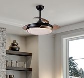 Plafondventilator Vento zwart met bruin incl. LED en afstandsbediening