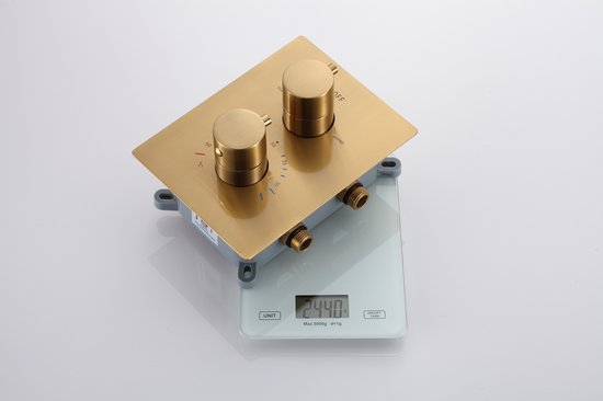 Ensemble de douche à effet pluie WEBO Atlanta - Encastrable - Or Mat Goud - Ensemble de douche - 25cm - Douche à effet pluie - Ensemble de douche complet - Douchette à main