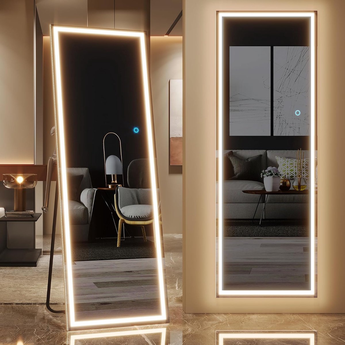 Moderne Miroir avec LED Illumination Salle de Bain 50x50 cm sur