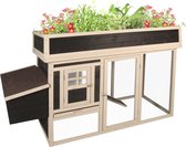 Kippenhok met ren – Kippenren voor buiten – Kippenhok met uitloopren – 168x65x106 cm – Flamingo Kippenren Flora Country Bruin