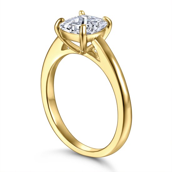 Elara - 18k Geelgouden Cushion Solitair Moissanite Ring - 0.6 karaat