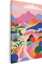Artaza Canvas Schilderij Heuvel Landschap in Abstracte Kleuren - 40x60 - Foto Op Canvas - Canvas Print