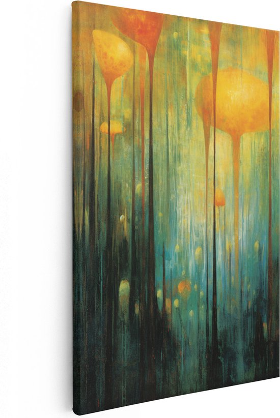 Artaza Canvas Schilderij Abstracte Kunst - Enorme Paddenstoelen - 80x120 - Groot - Foto Op Canvas - Wanddecoratie Woonkamer