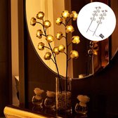 Trend24 - Kersttakken met verlichting - Kerstverlichting op batterij - Kerstversiering voor binnen - Paastakken - Katoentakken - Decoratie takken met LED licht op batterij - Takken met verlichting - Kunststof - Acryl - 2 takken - Warm wit - 76 cm