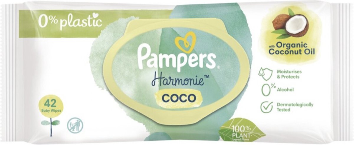 PAMPERS Coco harmonie lingettes bébé à l'huile de coco 3x42