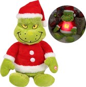 Grinch Grote Pluchen/Kerstmascotte, Glimmend 50 cm