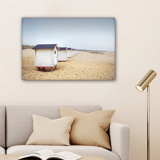 Maisons de plage aux Nederland toile 2cm 150x100 cm - Tirage photo sur toile (Décoration murale salon / chambre)