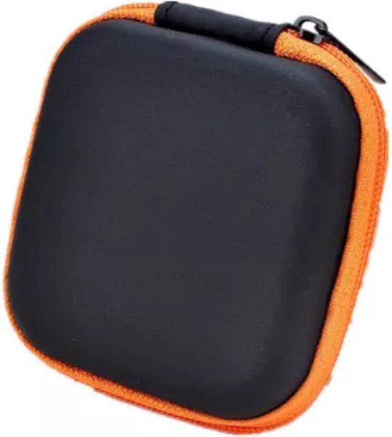 Oortjes opberg hoesje - Case - Etui - Organizer - Voor oordopjes en laadkabels - USB - Oranje