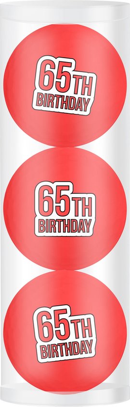 Golfpresentjes-3 Golfballen 65 jaar happy birthday-Golfcadeau-Golfgadget-Golfballen-Golfer-Golfaccessoires